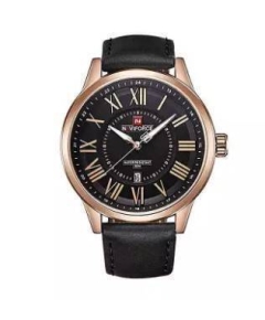 NF9126 - Black Leather Analog Watch