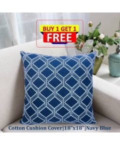 Decorative Cushion Cover, Navy Blue (18x18) Buy 1 Get 1 Free_77133