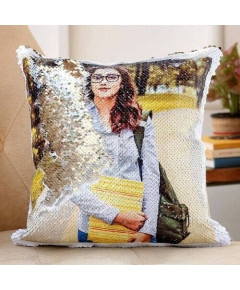 Personalized Photo Sequin Cushion Cover