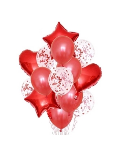 14 Ppcs Foil Balloon Set - Red Color