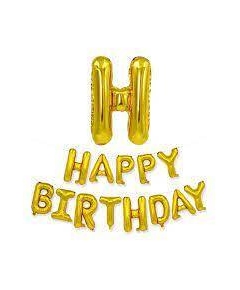 Happy Birthday Foil Banner - 13Pcs Full Set- Golden Color