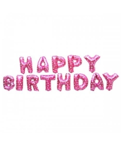 Happy Birthday Foil Banner - 13Pcs Full Set- Pink Color