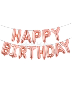 Happy Birthday Foil Banner - 13Pcs Full Set- Rose Gold Color