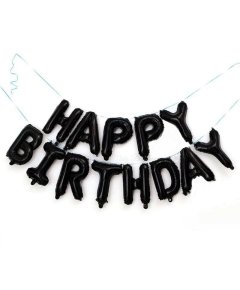 Happy Birthday Foil Banner - 13Pcs Full Set- Black Color