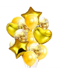 14 Ppcs Foil Balloon Set - Golden Color