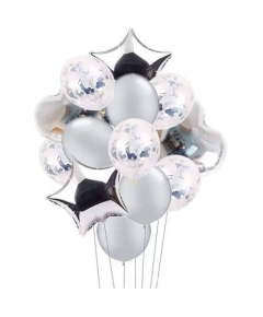 14 Ppcs Foil Balloon Set - Silver Color