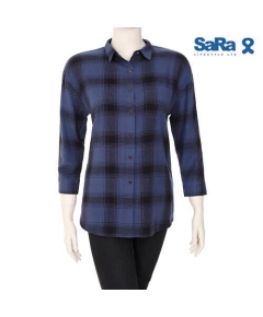 SaRa Ladies Casual Shirt (SRK16B-BLACK & BLUE CHECK)