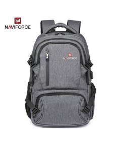 NAVIFORCE B6806 Fashion Business Backpacks Men Style High Quality PU Waterproof Travel Bag - Gray