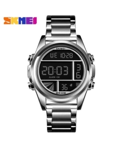 SKMEI 1448 Silver Stainless Steel Digital Watch For Men - Silver