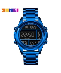 SKMEI 1448 Royal Blue Stainless Steel Digital Watch For Men - Royal Blue