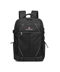 NAVIFORCE B6808 Fashion Casual Men's Backpacks Large Capacity Business Travel USB Charging Bag - Black