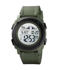 SKMEI 1576 Army Green PU Digital Watch For Unisex - Army Green