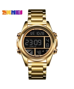 SKMEI 1448 Golden Stainless Steel Digital Watch For Men - Golden