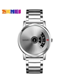 SKMEI 1260 Silver Stainless Steel Analog Watch For Men - White & Silver