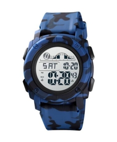 SKMEI 1576 Navy Blue Camouflage PU Digital Watch For Unisex - Navy Blue Camouflage