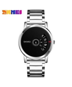 SKMEI 1260 Silver Stainless Steel Analog Watch For Men - Black & Silver