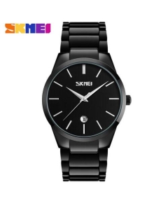 SKMEI 9140 Black Stainless Steel Analog Luxury Watch For Men - Black