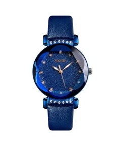 SKMEI 9188 Navy Blue PU Leather Analog Luxury Watch For Women - Royal Blue & Navy Blue