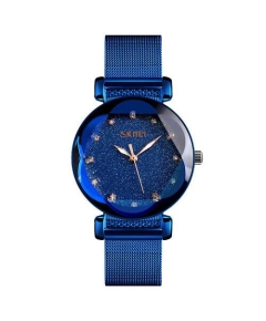 SKMEI 9188 Royal Blue Mesh Stainless Steel Analog Luxury Watch For Women - Royal Blue