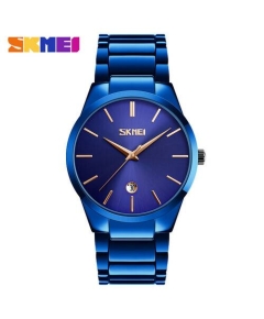 SKMEI 9140 Royal Blue Stainless Steel Analog Luxury Watch For Men - Royal Blue