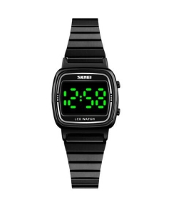 SKMEI 1543 Black Stainless Steel LED Digital Watch For Women - Black