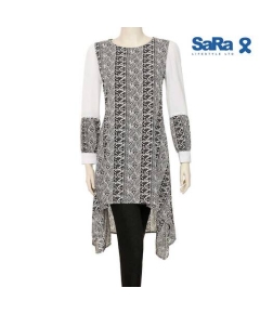 SaRa LADIES MID LENGTH KURTI (WKU12FDA-Black & white print)