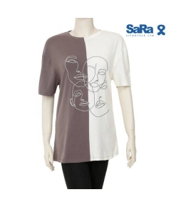 SaRa Ladies T-Shirt (SRK22B-WHITE & GREY)