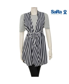 SaRa Ladies Shrug (NWS05B-Navy with white stripe)