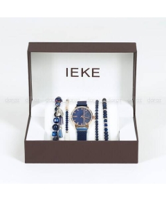 IEKE 88046 Elegant Royal Blue Mesh Stainless Steel Analog Watch For Women - RoseGold & Royal Blue