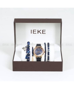 IEKE 88063 Classic Royal Blue Mesh Stainless Steel Analog Watch For Women - RoseGold & Royal Blue