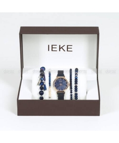 IEKE 88055 Classic Royal Blue Mesh Stainless Steel Analog Watch For Women - RoseGold & Royal Blue