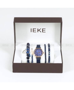 IEKE 88055 Standard Royal Blue Mesh Stainless Steel Analog Watch For Women - RoseGold & Royal Blue