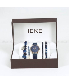 IEKE 88046 Classic Royal Blue Mesh Stainless Steel Analog Watch For Women - RoseGold & Royal Blue