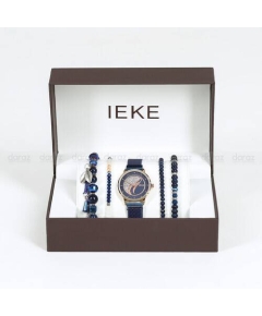 IEKE 88046 Decent Royal Blue Mesh Stainless Steel Analog Watch For Women - RoseGold & Royal Blue