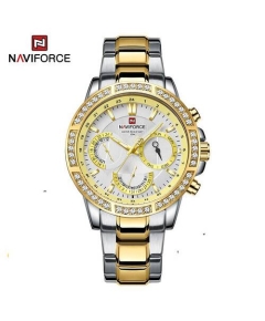 Naviforce NF9196D Silver And Golden Two-Tone Stainless Steel Chronograph Watch For Men - Golden & Silver