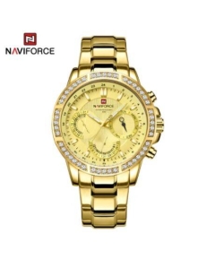 Naviforce NF9196D Golden Stainless Steel Chronograph Watch For Men - Golden