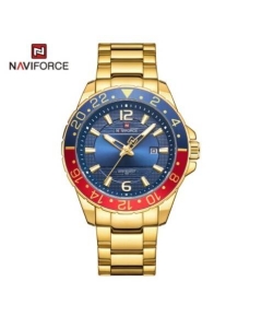 Naviforce NF9192 Golden Stainless Steel Analog Watch For Men - Royal Blue & Golden