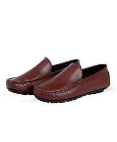 Maroon Plain Leather Loafer SB-S137, Size: 39