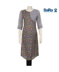 SaRa Ladies Ethnic mid length kurti (WKZ62FDB-Ash Printed)