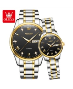 OLEVS Fashion Watches Couple Watch Stainless Steel Calendar Waterproof Business Quartz Watch For Men Women