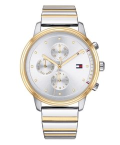 Silver And Golden Steel Chronograph Watch