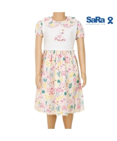 SaRa Girls Frock (GFR362FFK-White Printed)