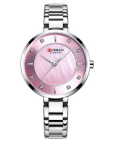 CURREN 9051 Silver Stainless Steel Analog Watch For Women - Pink & Silver