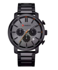 CURREN 8315 Black Stainless Steel Chronograph Watch For Men - Black