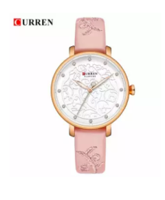 CURREN 9046 Pink PU Leather Analog Watch