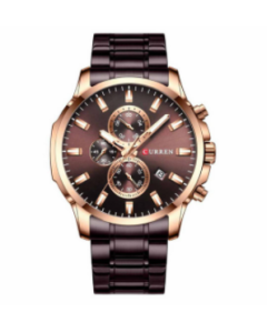 CURREN 8348 Bronze Stainless Steel Chronograph Watch For Men - RoseGold & Bronze