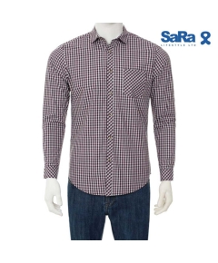 SaRa Mens Casual Shirt (MCS612FCD-MARUN & ASH CHECK)