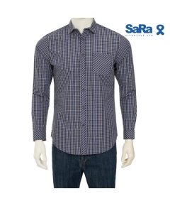 SaRa Mens Casual Shirt (MCS612FCN-GREY & NAVY CHECK), Size: M