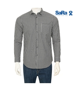 SaRa Mens Casual Shirt (MCS612FCE-ASH & BLACK CHECK), Size: M