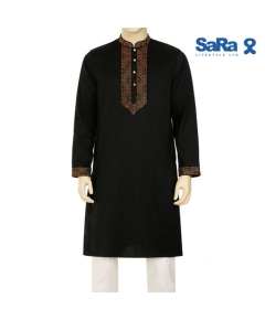 SaRa Mens Panjabi (MPJ722FC-Black), Size: S